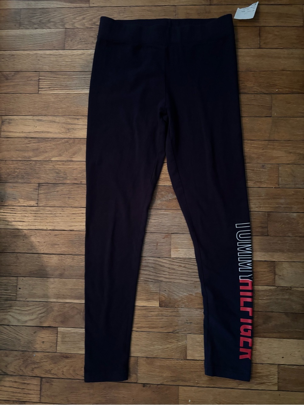 NWT Tommy Hilfiger Navy Blue Leggings with Red & White Logo Trim